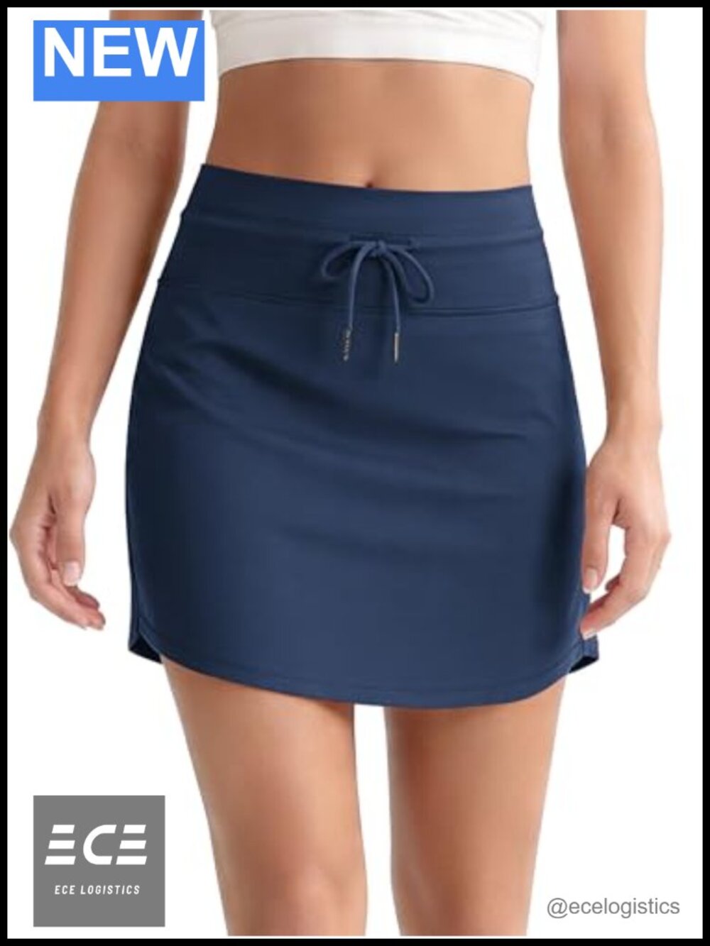 ODODOS Women's Drawstring Tie Skorts 17" Built-in Shorts Athletic Golf Tennis